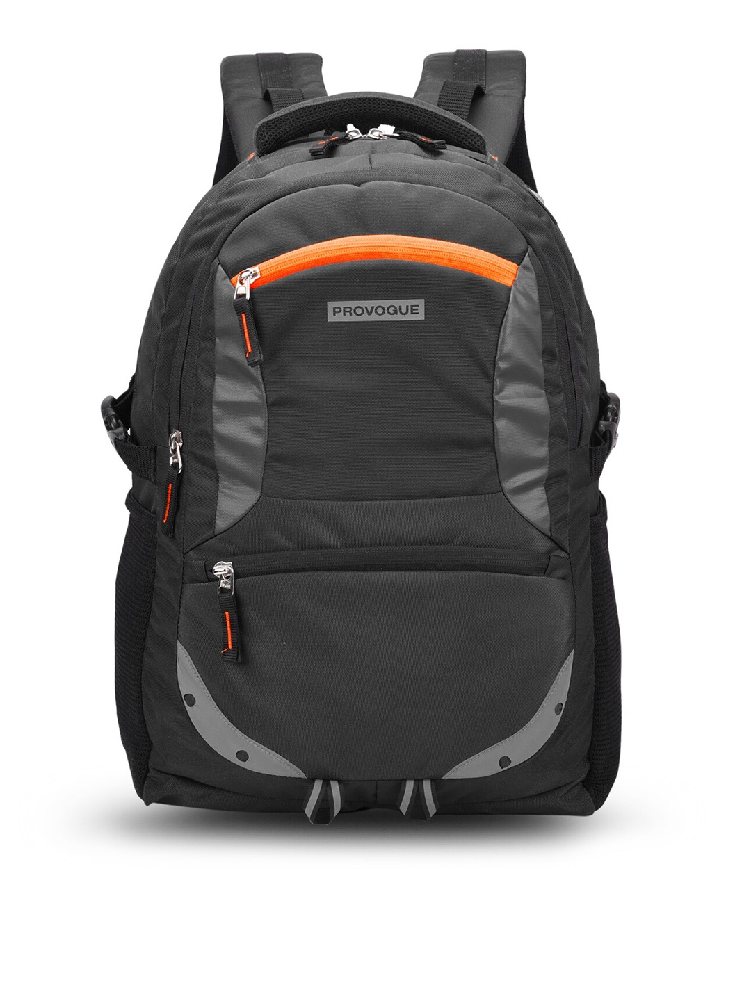 

Provogue Unisex Black & Grey Brand Logo Backpack with Reflective Strip