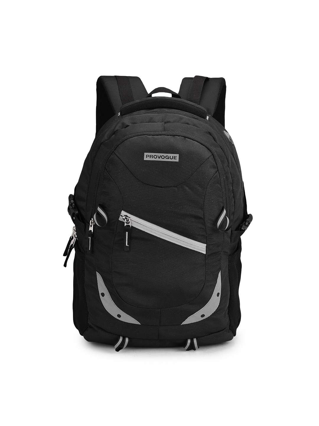 

Provogue Adult Black & White Brand Logo Backpack with Reflective Strip