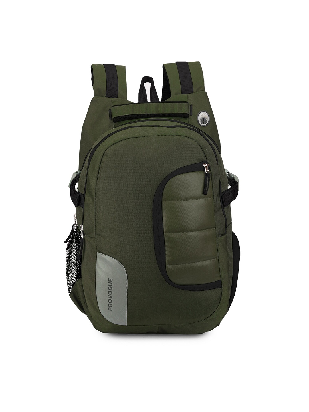 

Provogue Unisex Olive Green & Blue Brand Logo Backpack with Reflective Strip