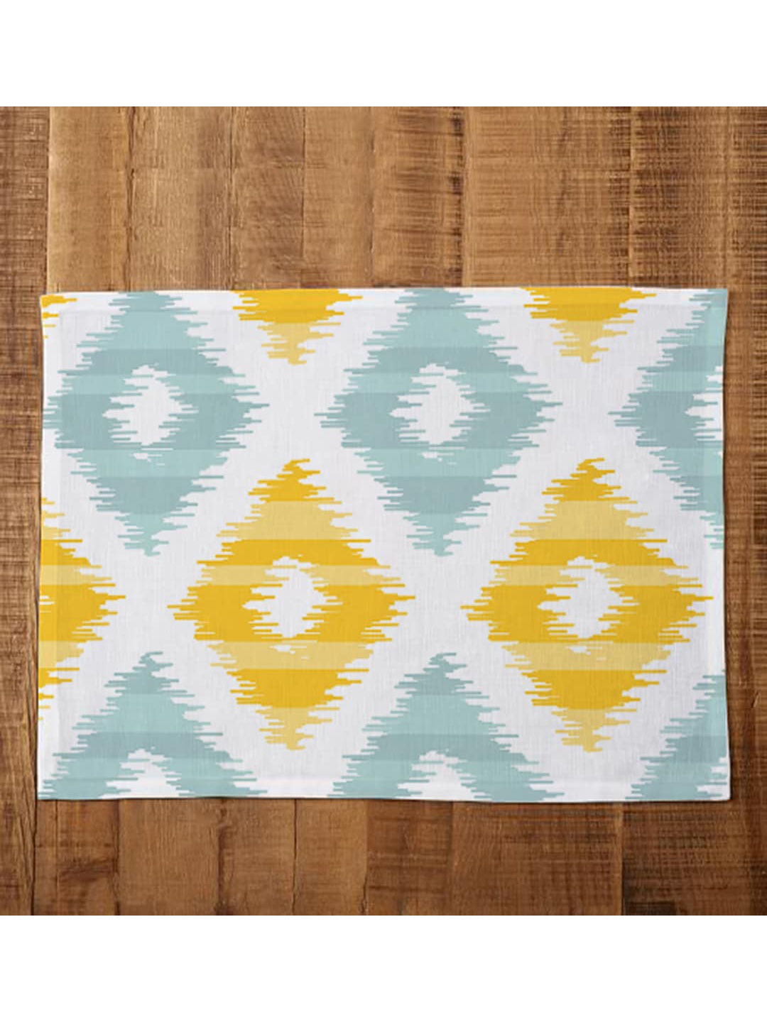 

STITCHNEST Set Of 6 Yellow & Blue Printed Cotton Table Placemats