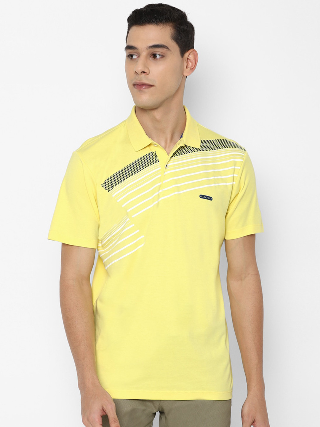 

Allen Solly Men Yellow Printed Polo Collar T-shirt
