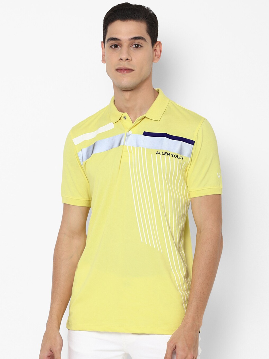 

Allen Solly Men Yellow Printed Polo Collar T-shirt