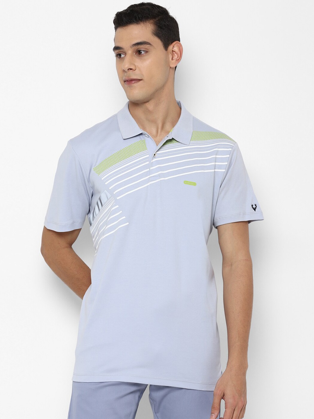 

Allen Solly Men Blue Printed Polo Collar T-shirt