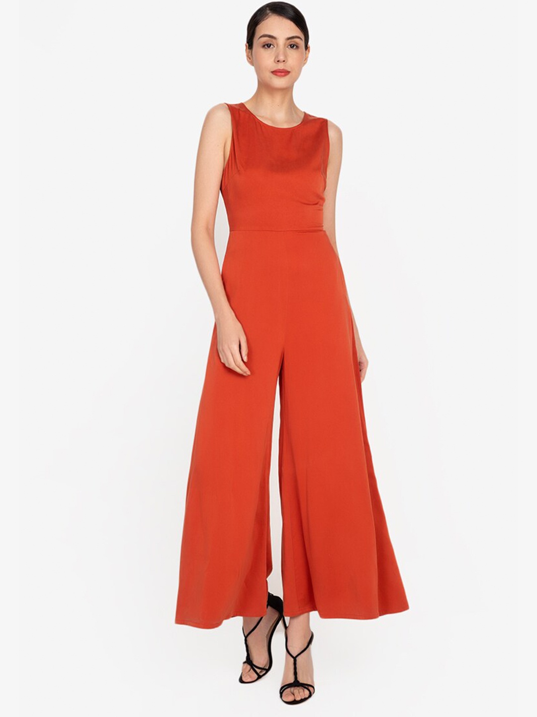 

ORIGIN BY ZALORA Orange Tencel Wide Leg Basic Jumpsuit