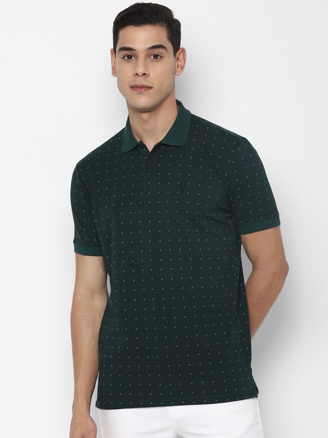 

Allen Solly Sport Men Green Printed Polo Collar T-shirt