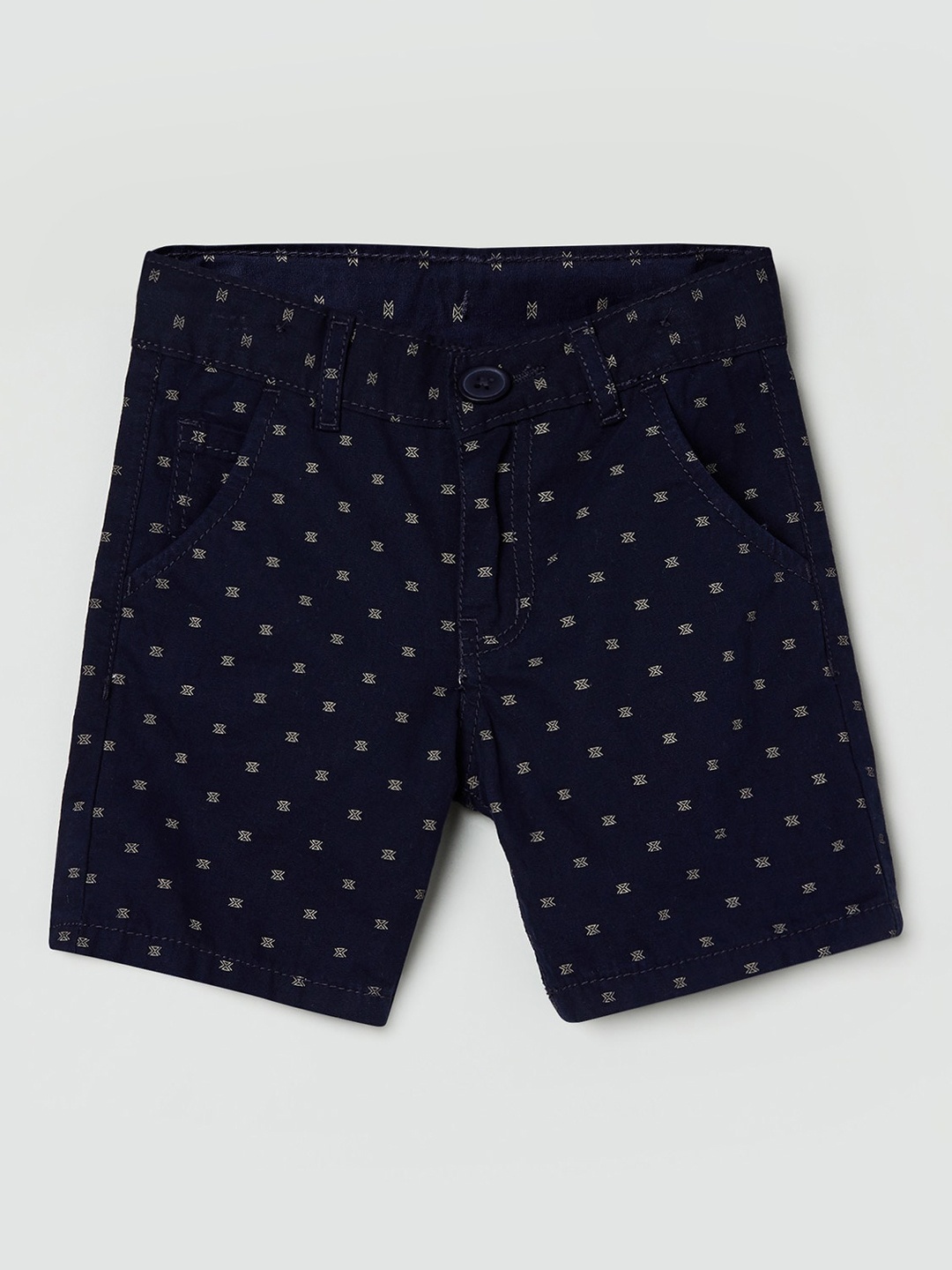 

max Boys Navy Blue Printed Slim Fit Shorts