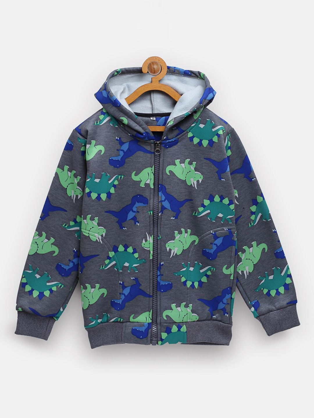 

CUKOO Kids Grey & Green Open Front Hooded Jacket