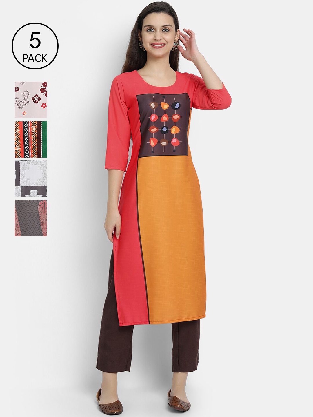 

7Threads Women Multicoloured Ethnic Motifs Printed Crepe Kurta, Multi