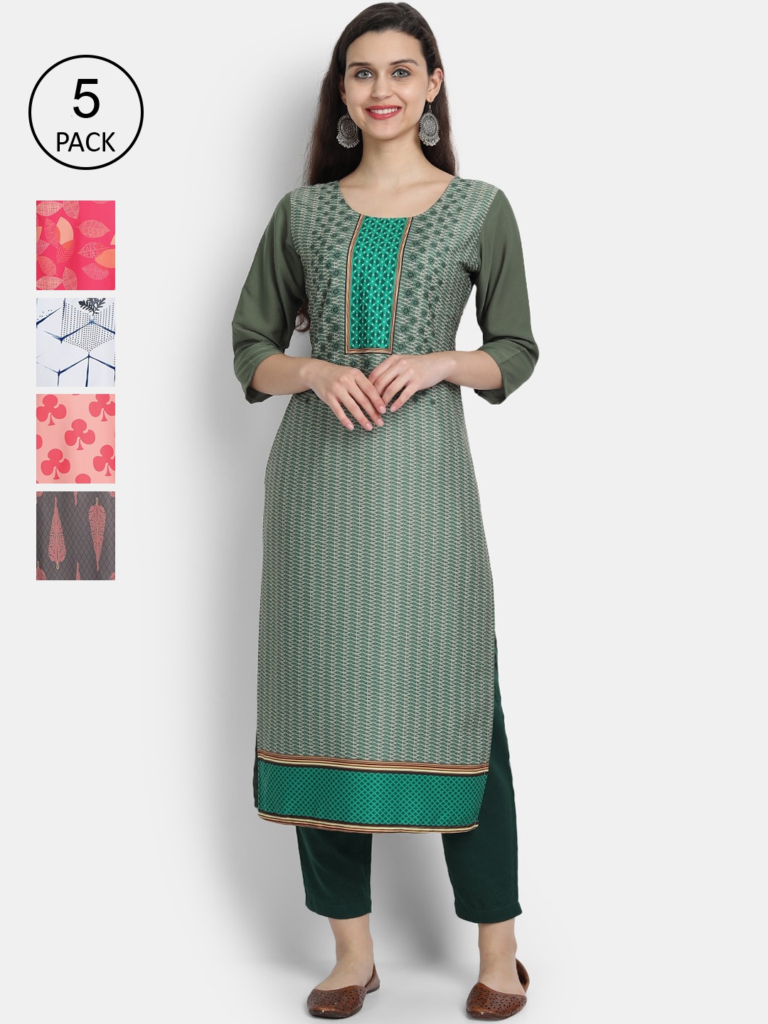 

7Threads Women Multicoloured Ethnic Motifs Embroidered Thread Work Crepe Kurta, Multi