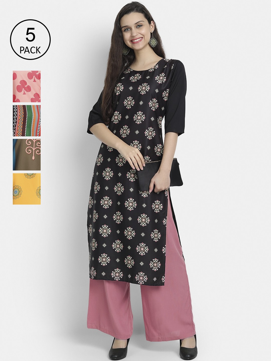 

7Threads Women Multicoloured Floral Printed Crepe Kurta, Multi
