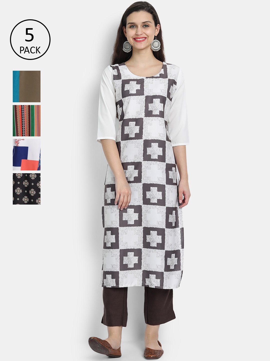 

7Threads Women Multicoloured Ethnic Motifs Printed Crepe Kurta, Multi