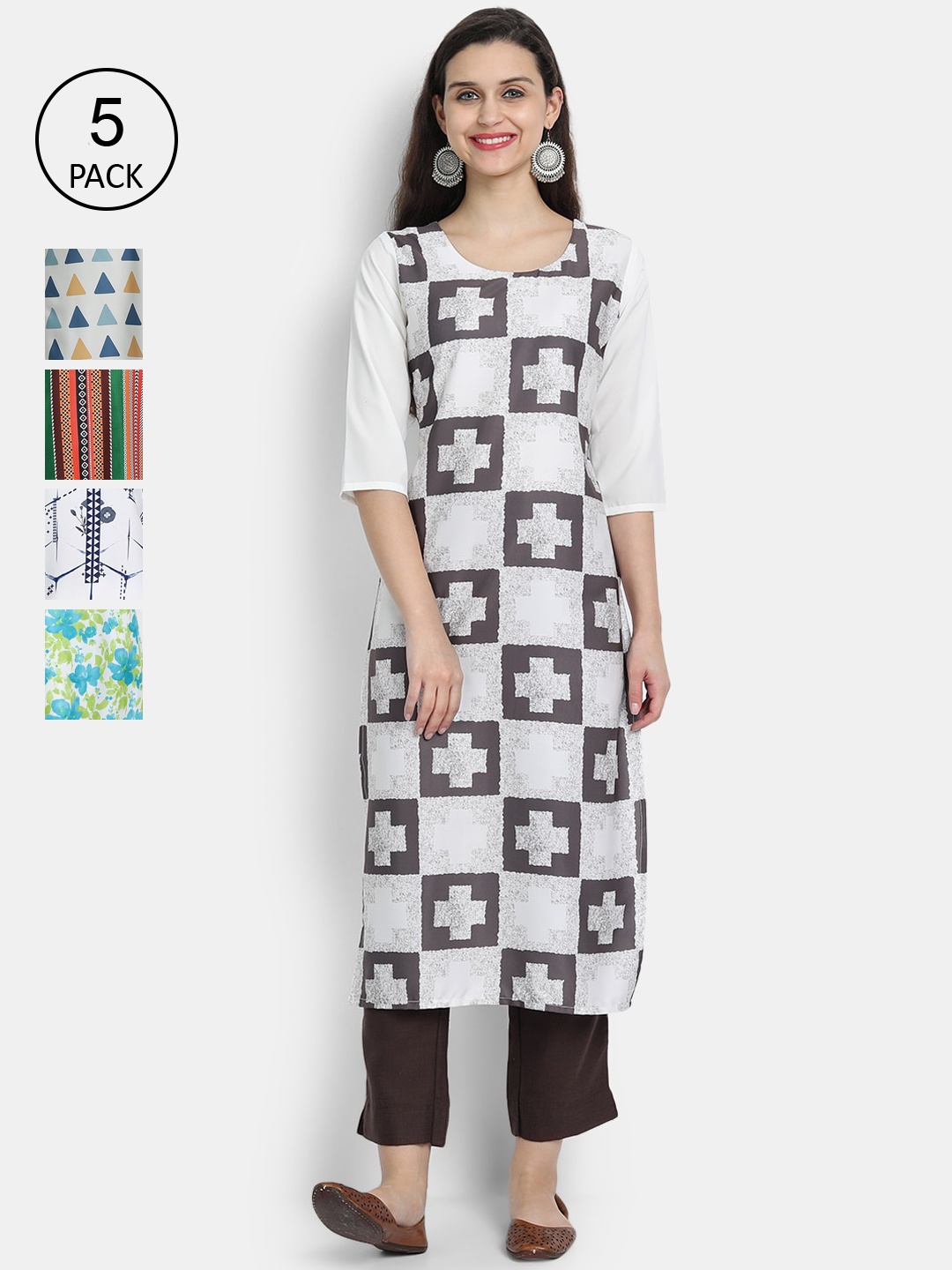 

7Threads Women Multicoloured Printed Crepe Kurta, Multi