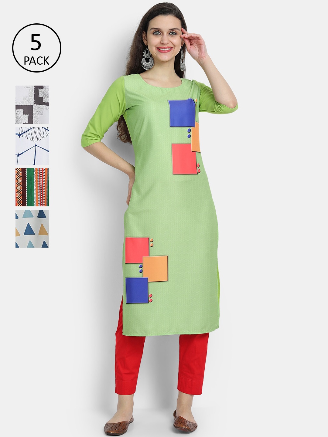 

7Threads Women Multicoloured Colourblocked Thread Work Crepe Kurta, Multi