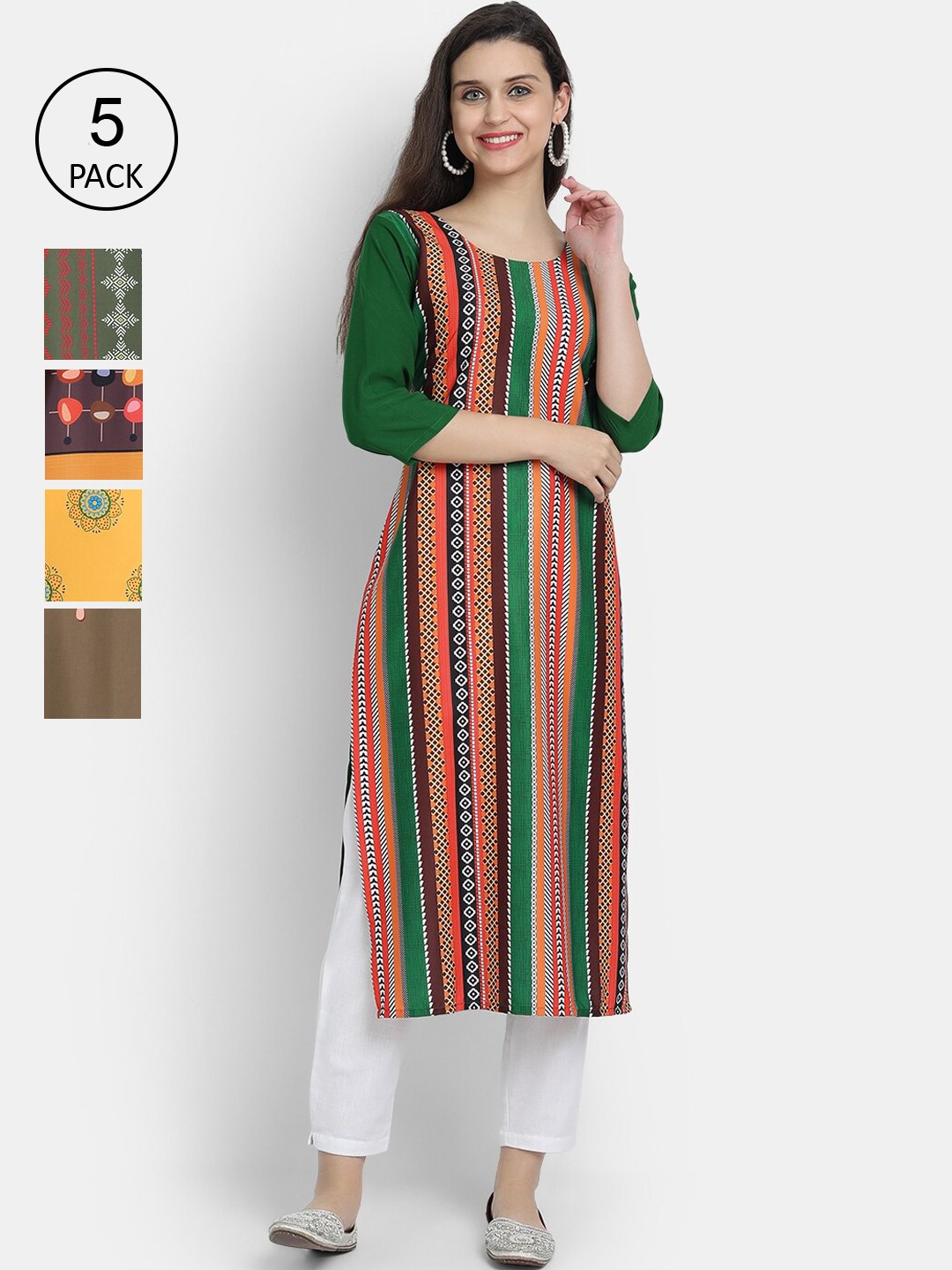 

7Threads Women Multicoloured Colourblocked Thread Work Crepe Kurta, Multi