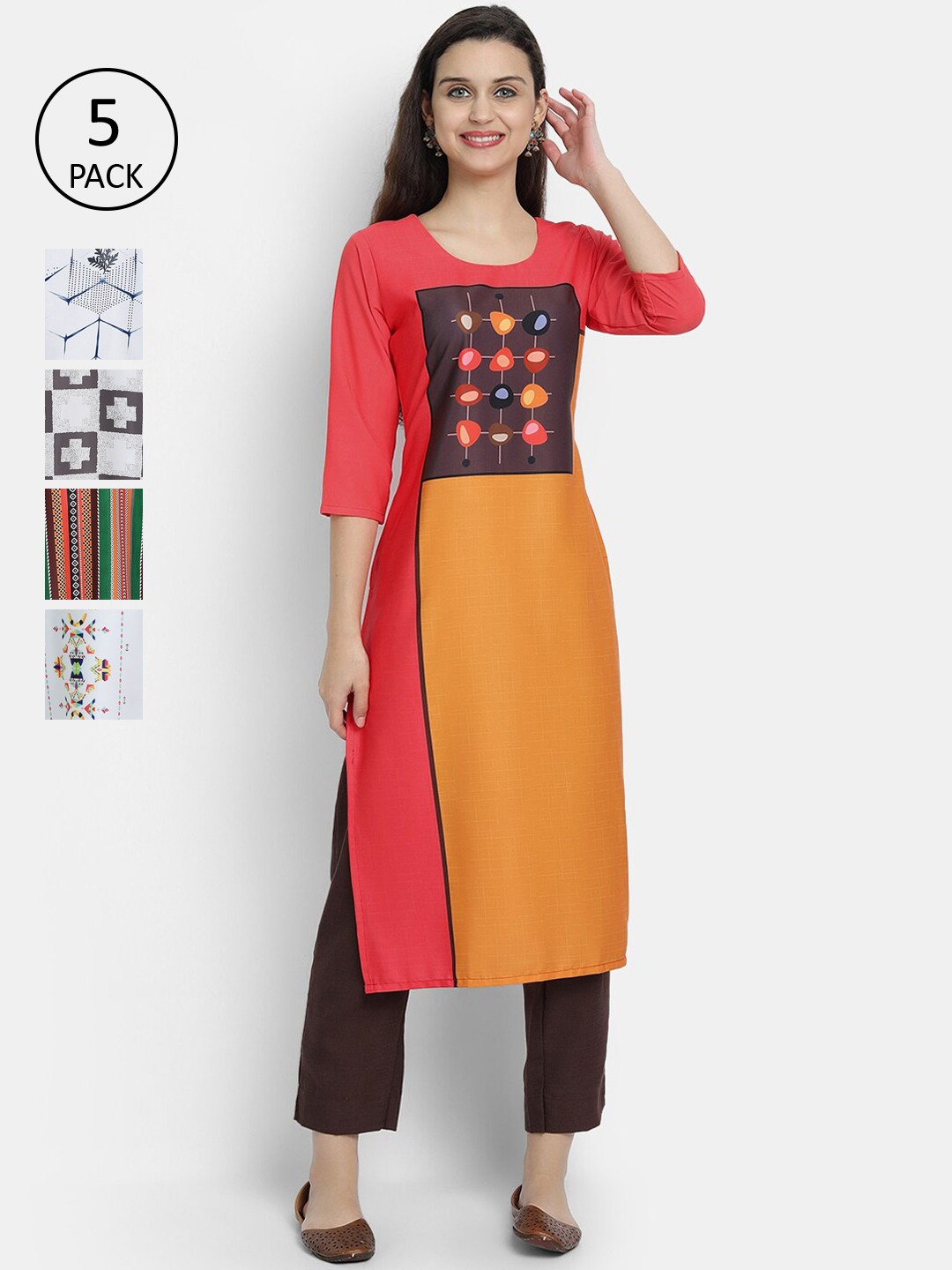 

7Threads Women Multicoloured Floral Printed Thread Work Crepe Kurta, Multi