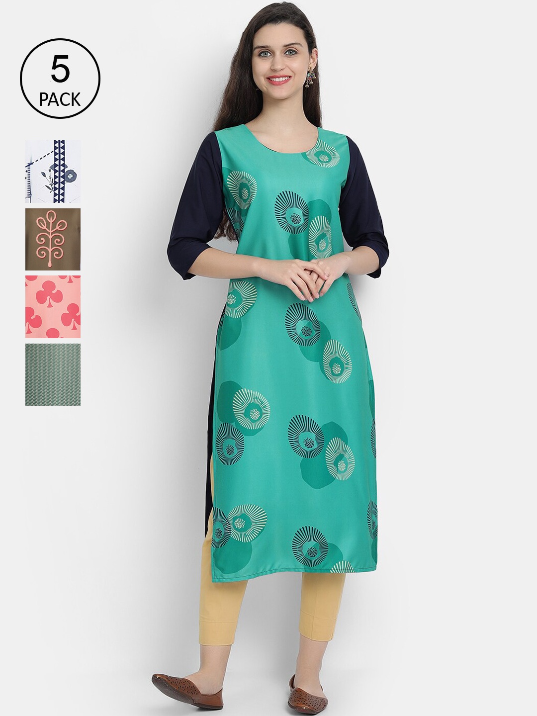 

7Threads Women Multicoloured Thread Work Crepe Kurta, Multi