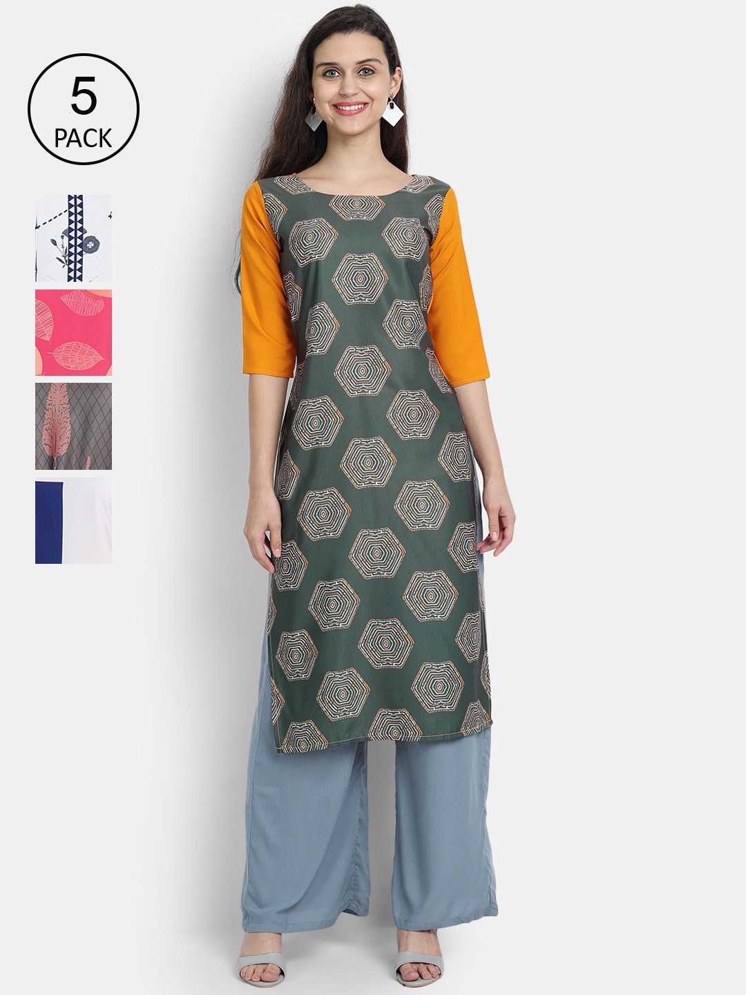 

7Threads Women Multicoloured Ethnic Motifs Printed Thread Work Crepe Kurta, Multi