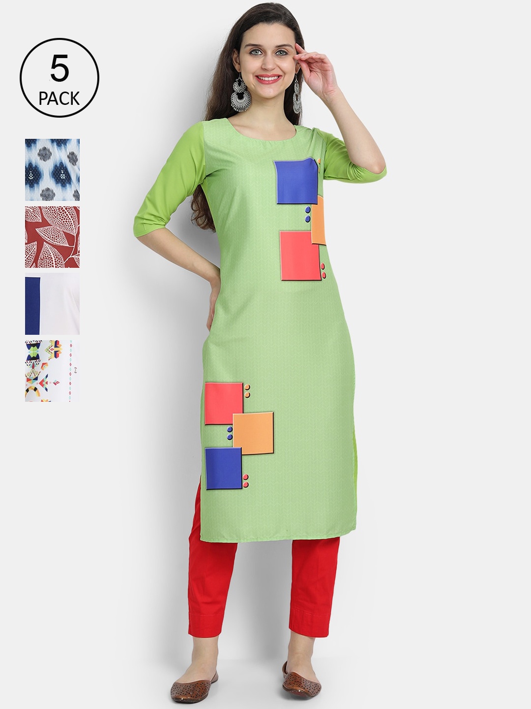 

7Threads Women Multicoloured Floral Printed Thread Work Crepe Kurta, Multi
