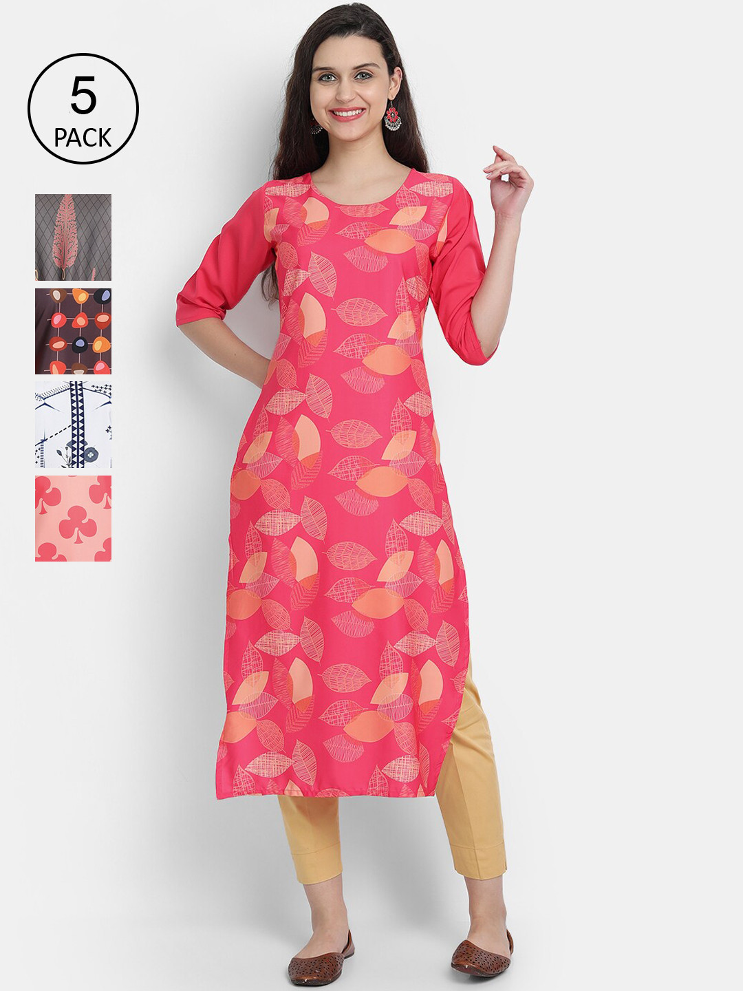 

7Threads Women Multicoloured Colourblocked Thread Work Crepe Kurta, Multi