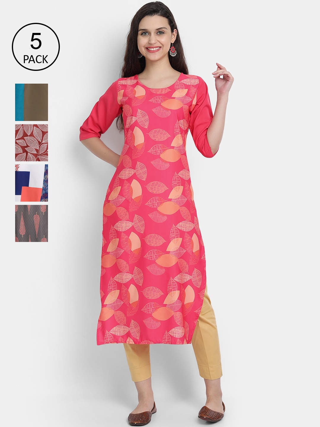 

7Threads Women Multicoloured Thread Work Crepe Kurta, Multi