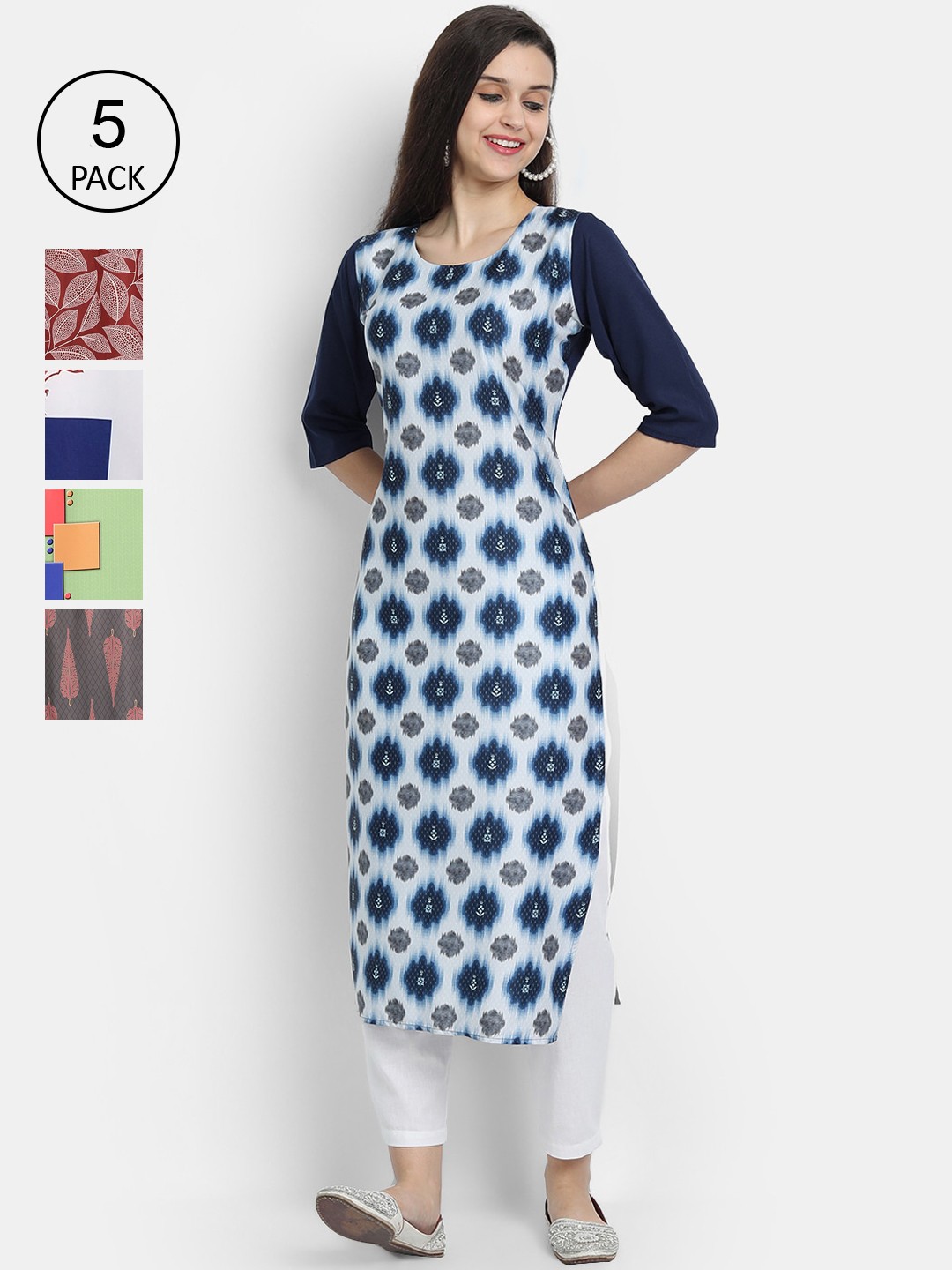

7Threads Women Multicoloured Colourblocked Thread Work Crepe Kurta, Multi
