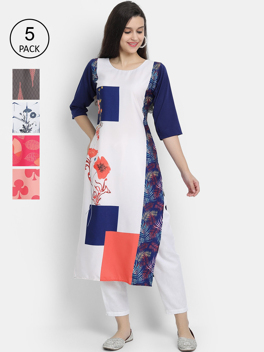 

7Threads Women Multicoloured Floral Printed Crepe Kurta, Multi