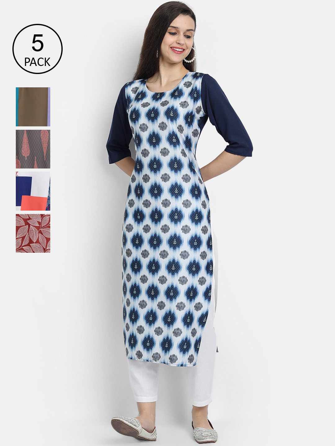 

7Threads Women Multicoloured Thread Work Crepe Kurta, Multi