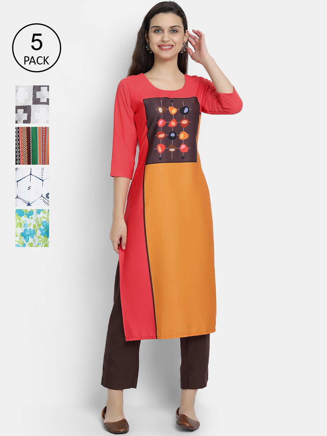 

7Threads Women Multicoloured Printed Crepe Kurta, Multi