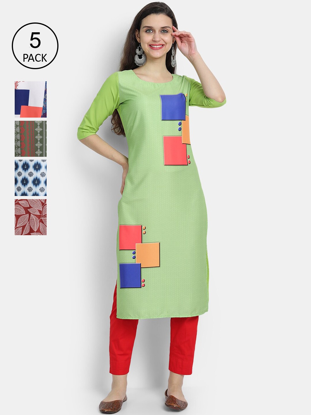 

7Threads Women Multicoloured Ethnic Motifs Crepe Kurta, Multi