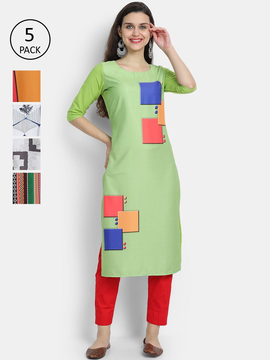 

7Threads Women Multicoloured Colourblocked Thread Work Crepe Kurta, Multi