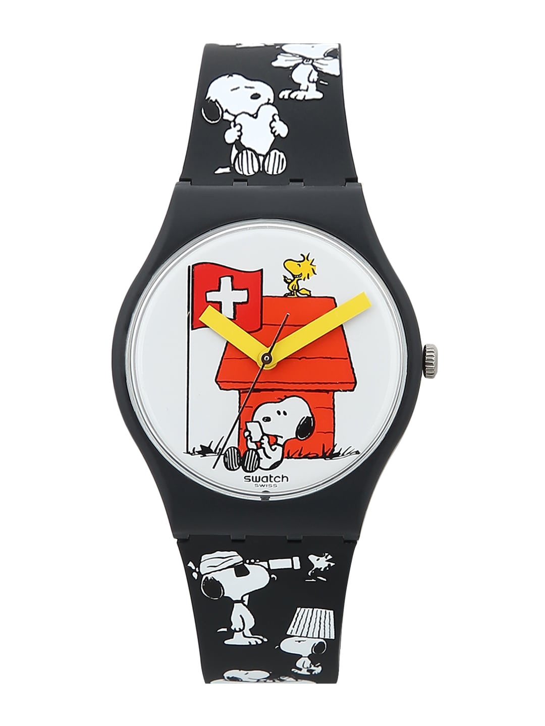 

Swatch Unisex White Printed Dial & Black Straps Analogue Watch SO28Z107_A