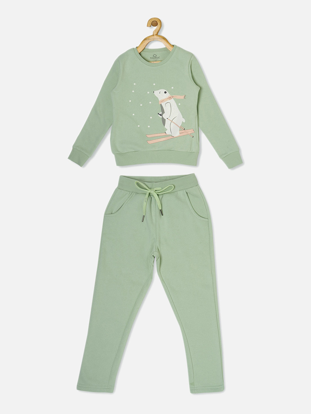 

Sweet Dreams Girls Green Solid Tracksuit