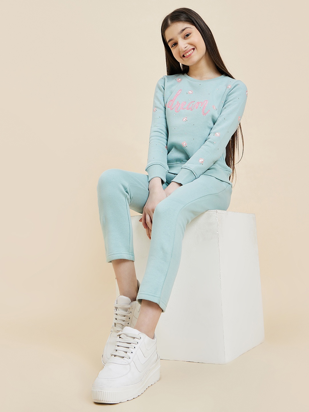 

Sweet Dreams Girls Blue Printed Cotton Tracksuit