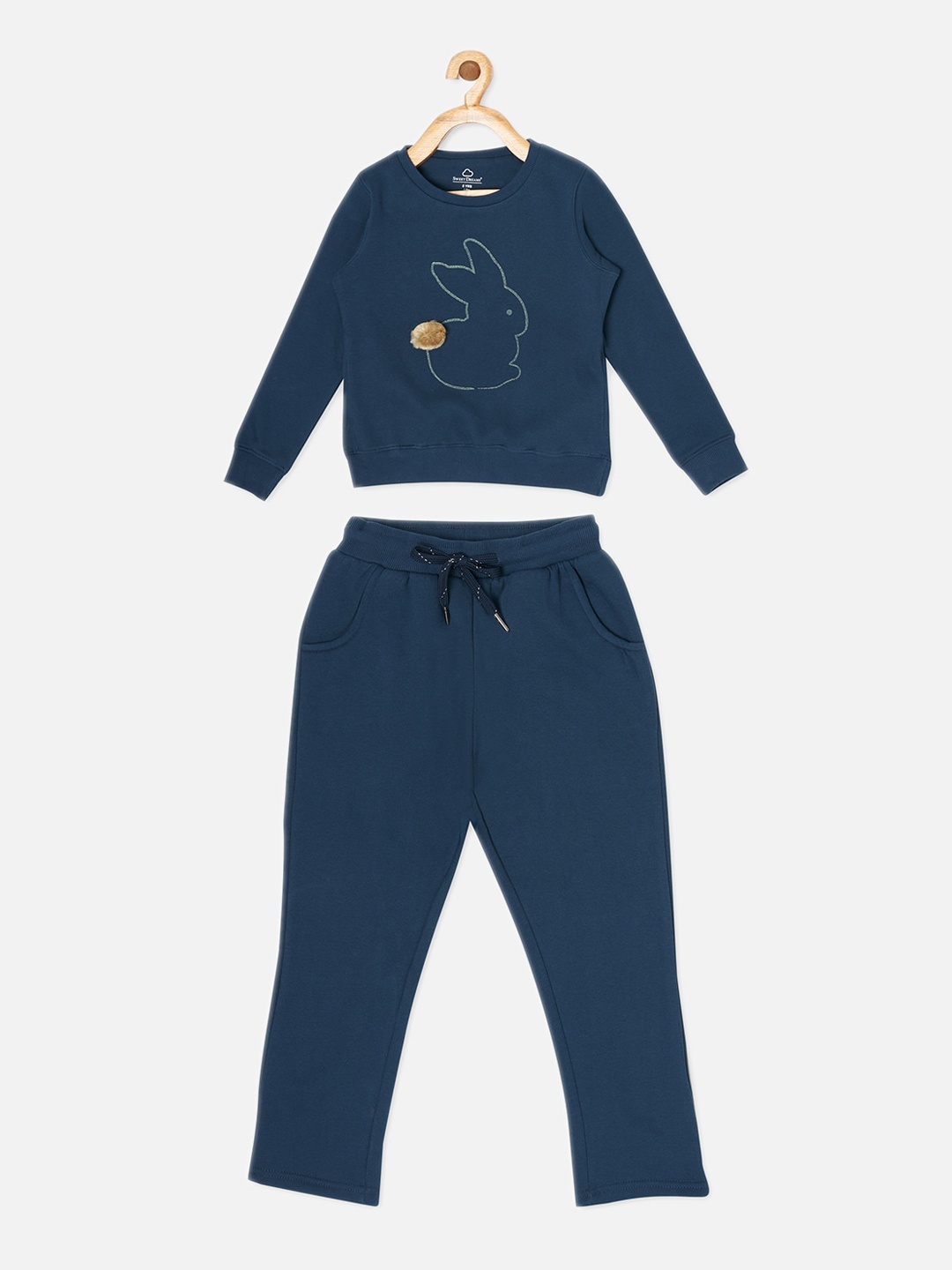 

Sweet Dreams Girls Navy Blue Solid Tracksuit