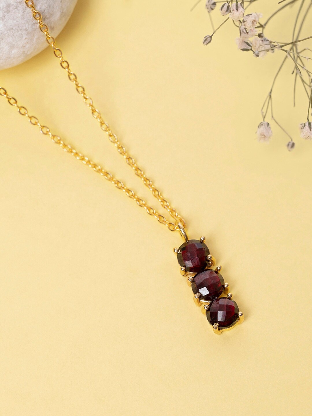 

Mikoto by FableStreet Gold-Plated January Birthstone Garnet Necklace