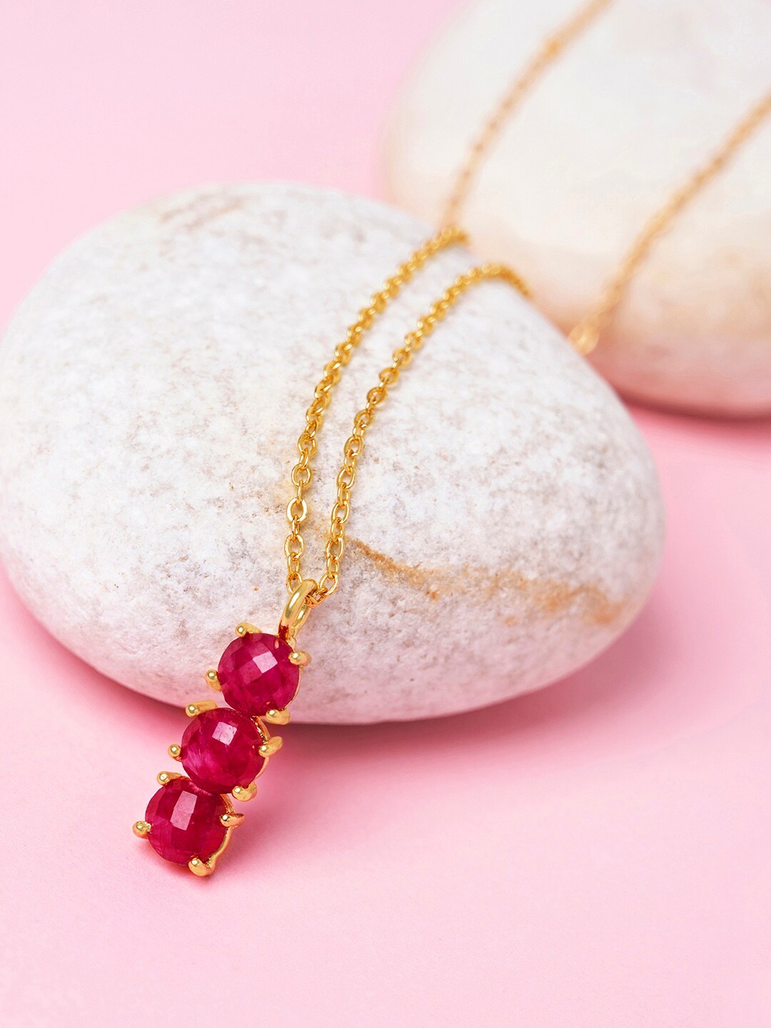 

Mikoto by FableStreet Gold-Plated July Birthstone Ruby Necklace