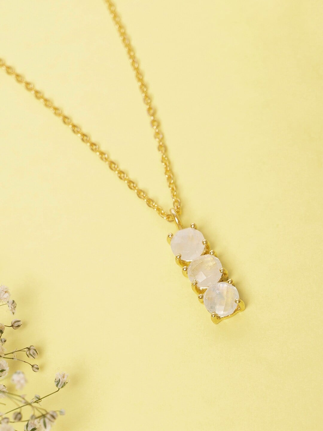 

March by FableStreet Gold-Plated June Birthstone Moonstone Necklace, Off white
