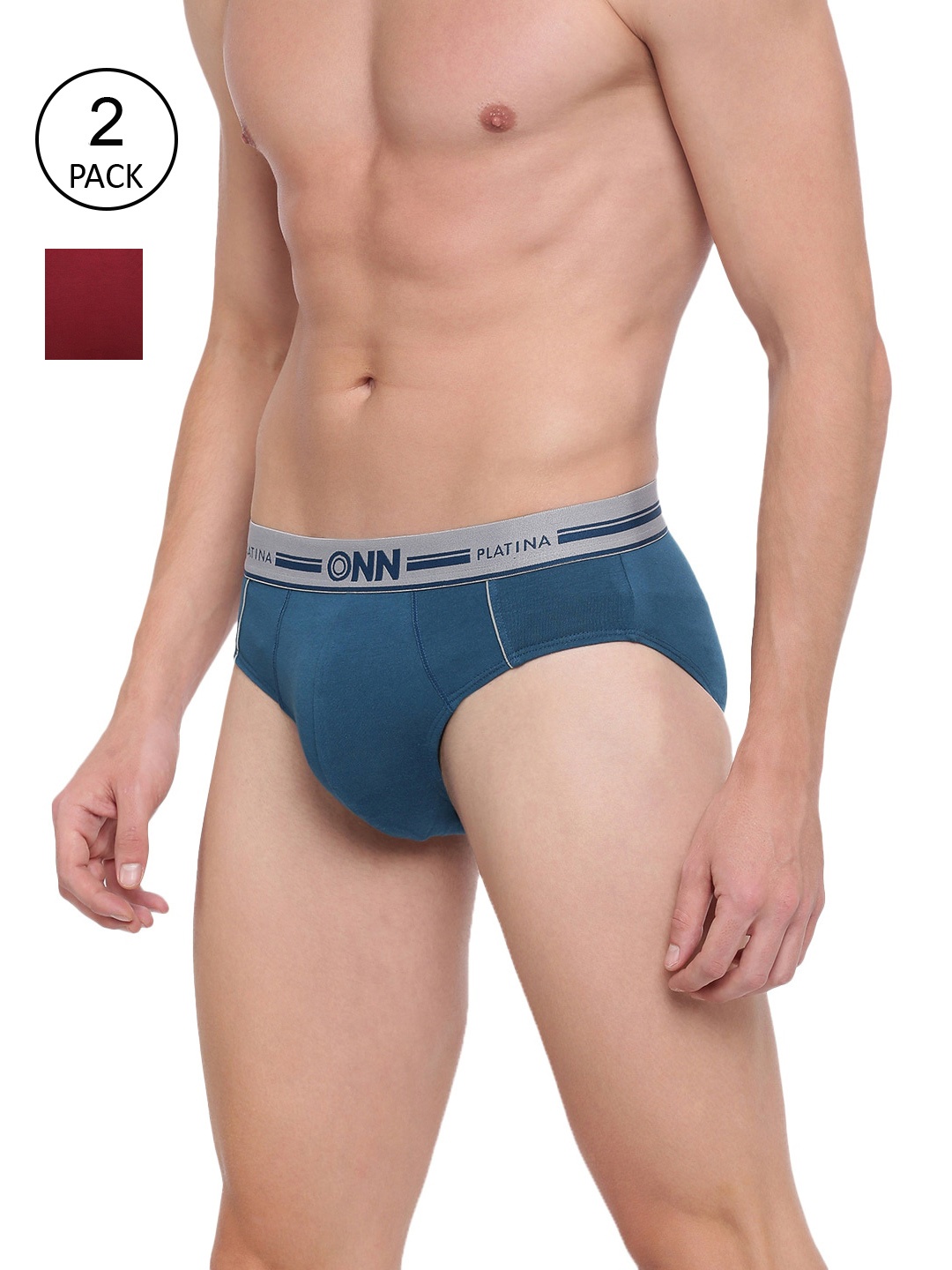 

ONN Men Pack Of 2 Solid Basic Briefs ONN_PLATINA_971_WN_SPBU_2PC, Maroon