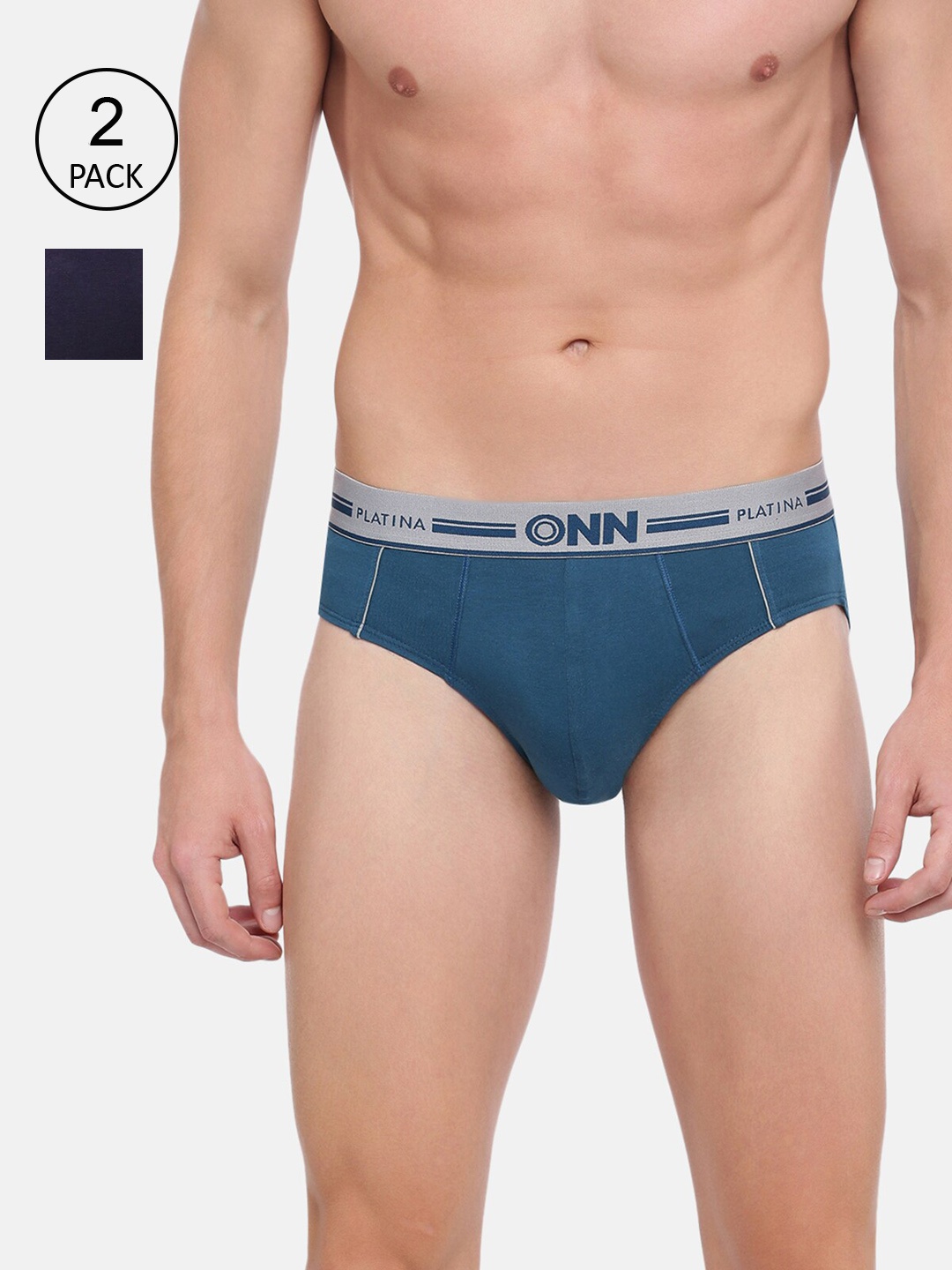 

ONN Men Pack of 2 Solid Basic Briefs, Blue