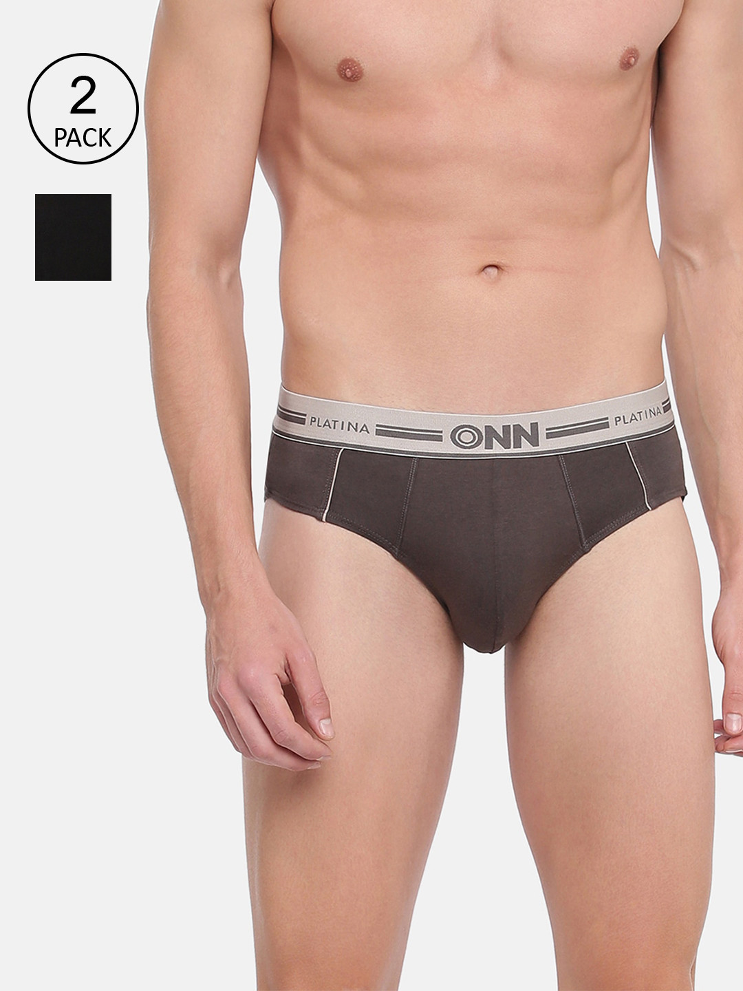 

ONN Men Pack Of 2 Solid Basic Briefs, Grey