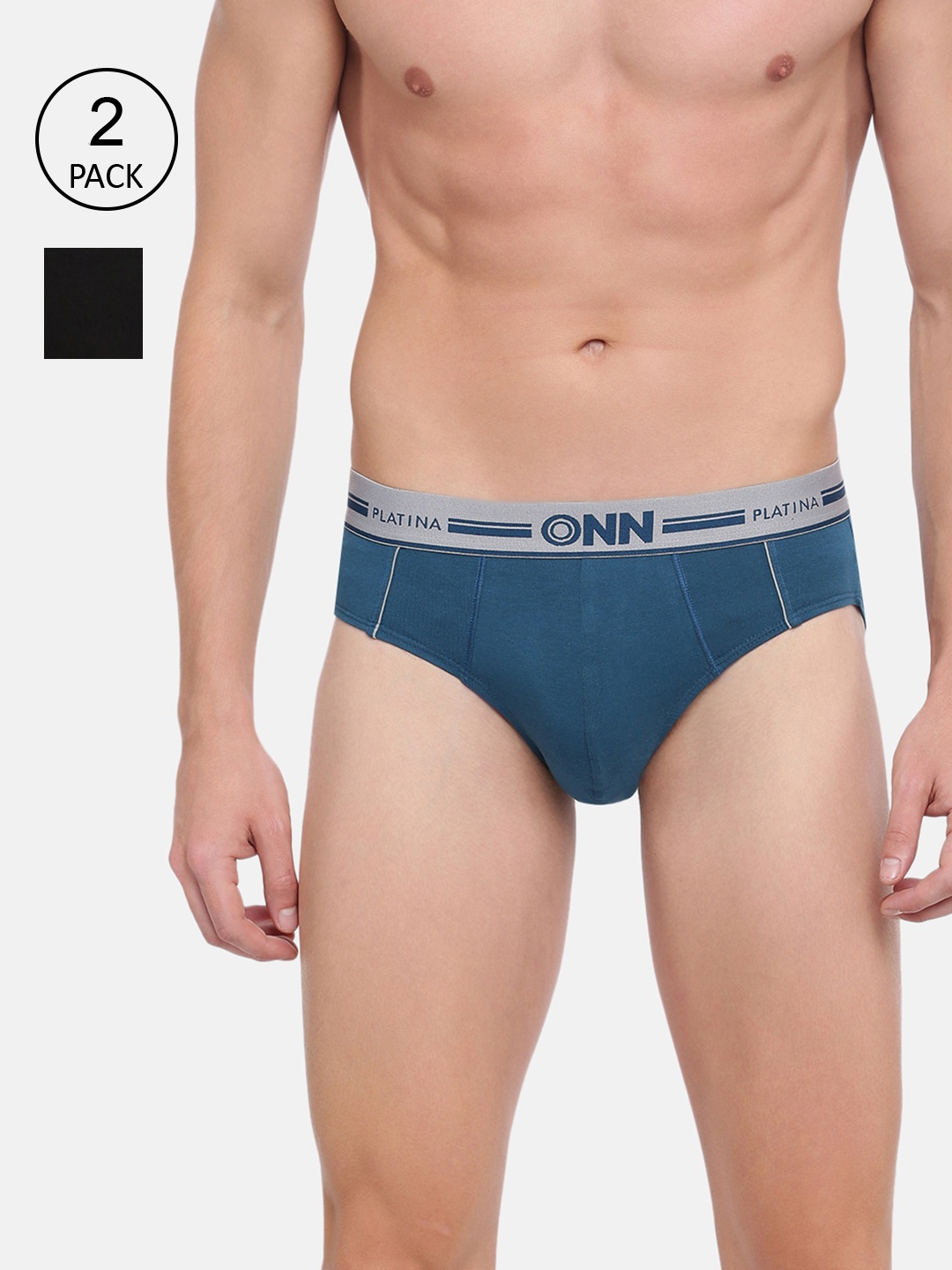 

ONN Men Pack Of 2 Solid Basic Briefs, Blue