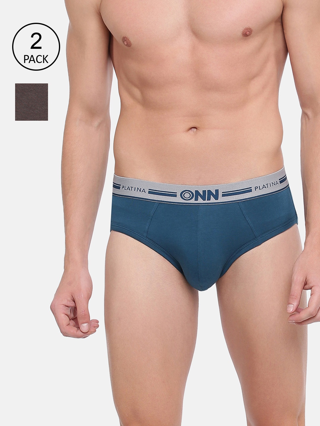 

ONN Men Pack Of 2 Solid Combed Cotton Basic Briefs, Blue
