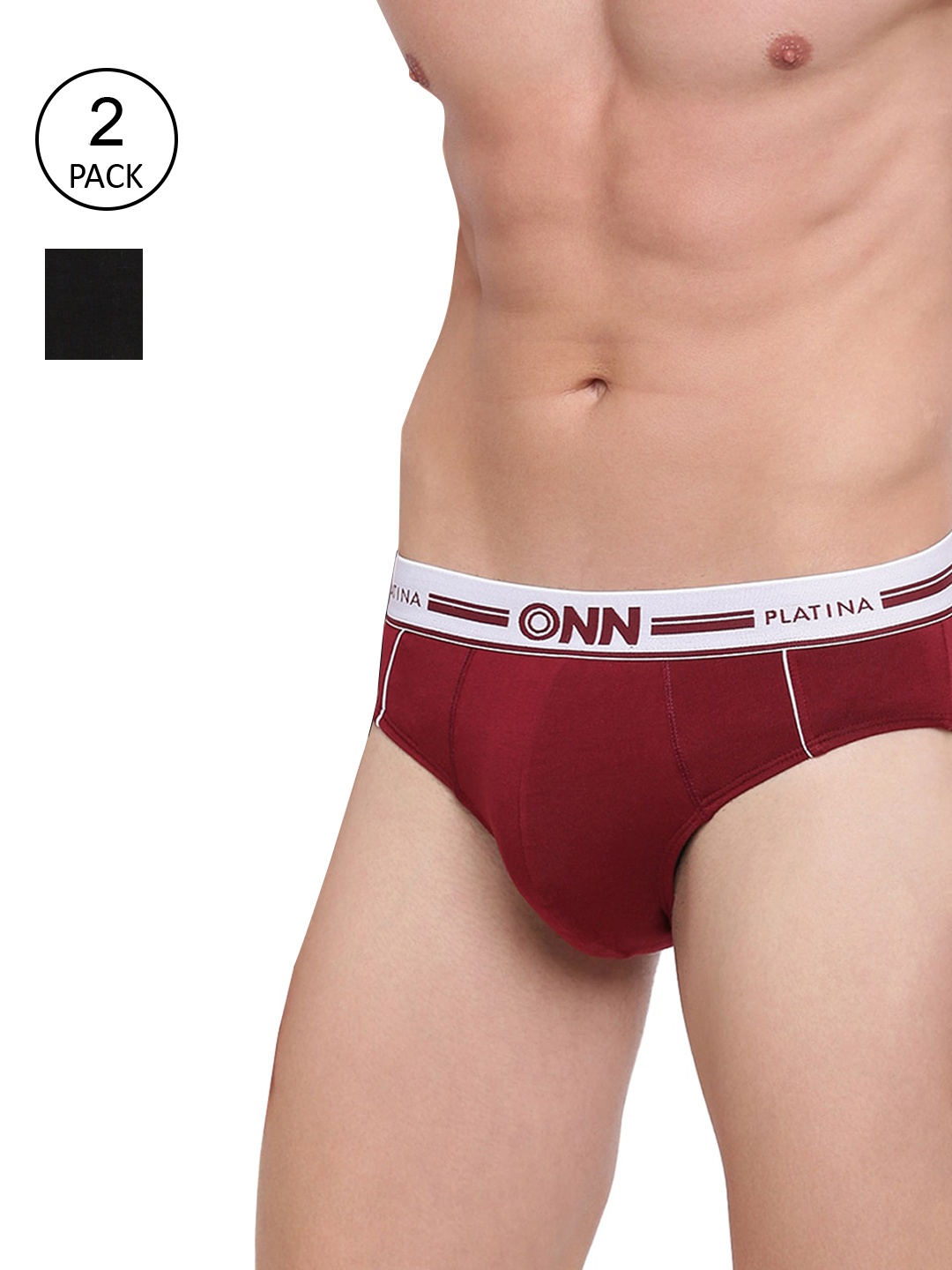 

ONN Men Maroon & Black Pack Of 2 Briefs