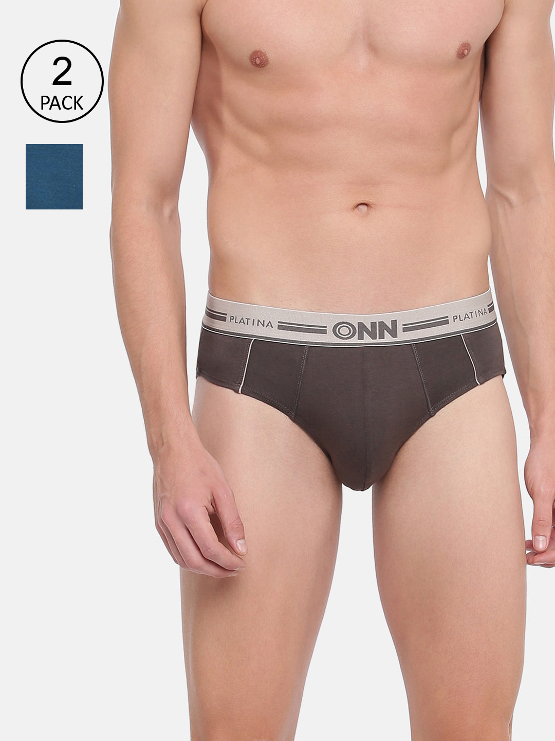 

ONN Men Pack of 2 Solid Basic Briefs ONN_PLATINA_971_SPBU_MOS_2PC, Blue