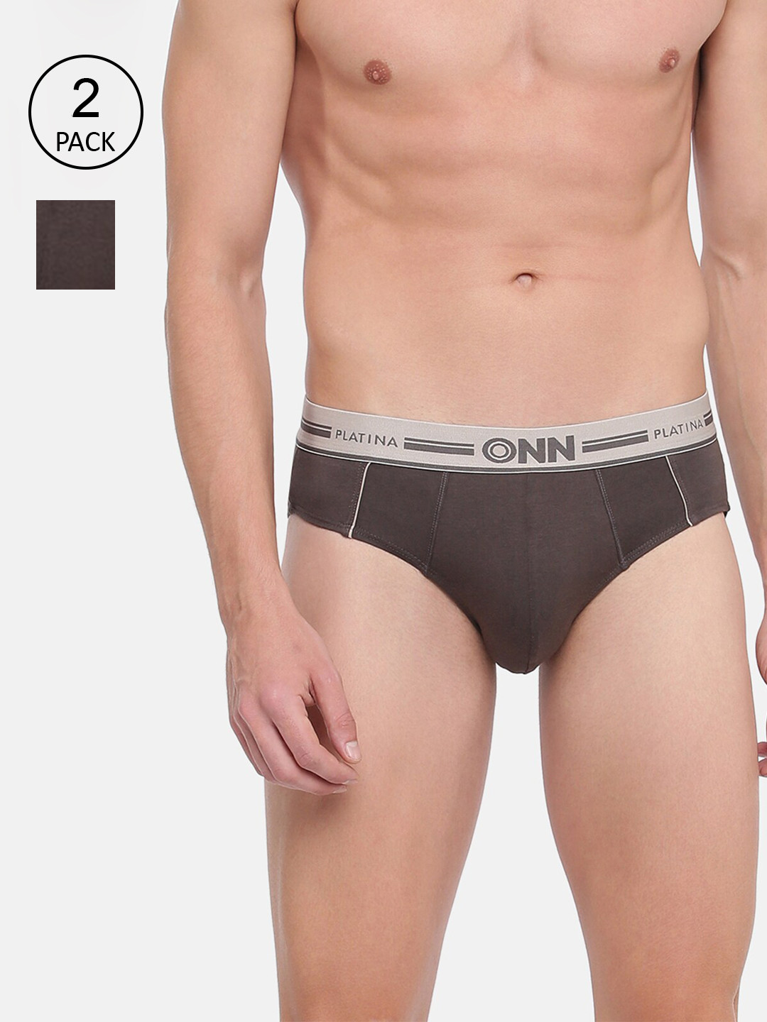 

ONN Men Pack Of 2 Grey Solid Briefs