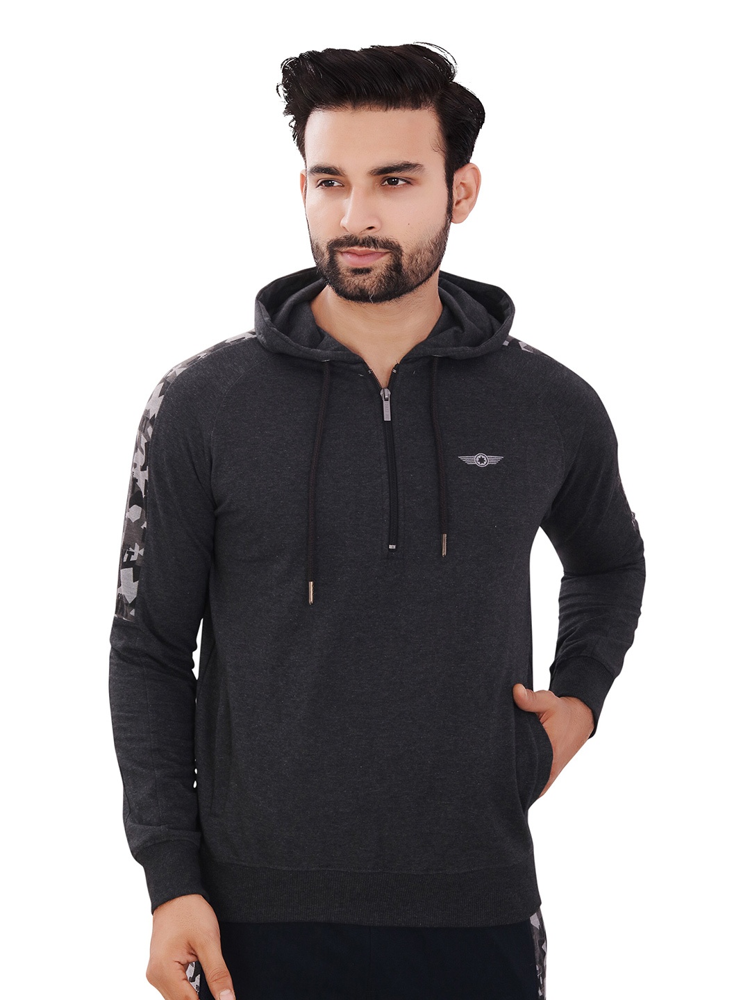 

Force NXT Men Charcoal Hooded Sweatshirt