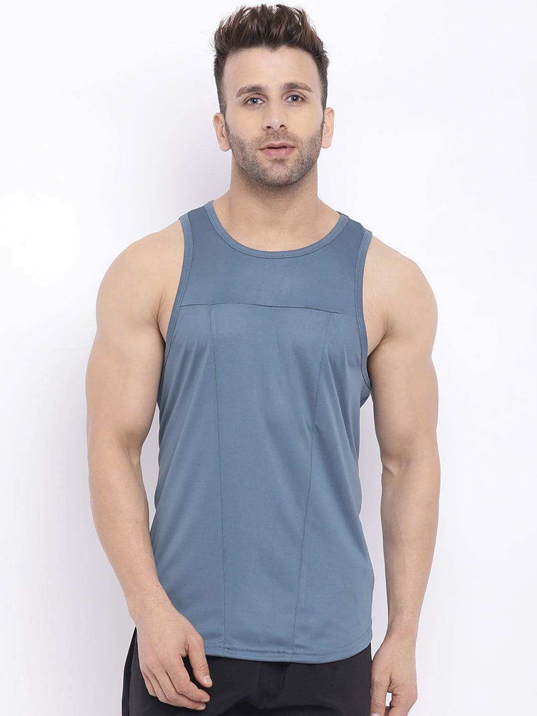 

CHKOKKO Men Solid Innerwear Vest, Grey