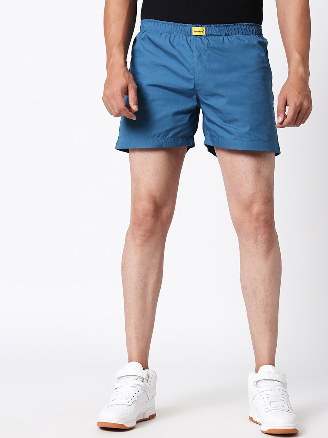 

Bewakoof Men Blue Solid Pure Cotton Boxers 293474