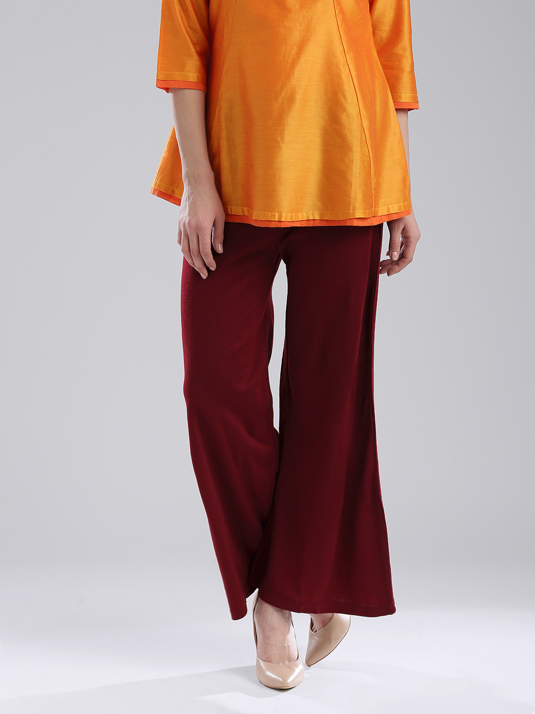 

W Women Maroon Solid Palazzo Trousers