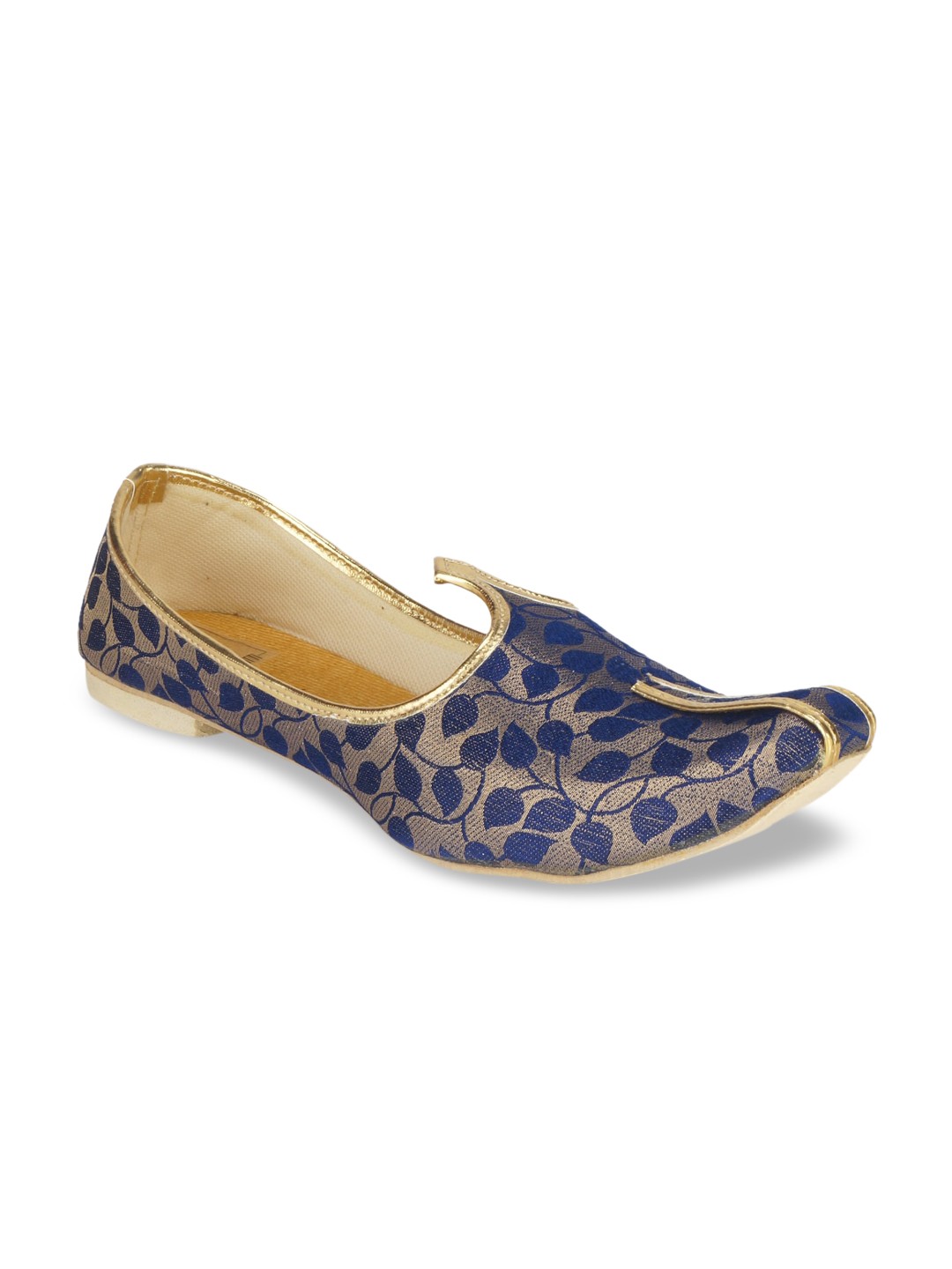 

HOUSE OF JUTTI Men Blue Woven Design Mojaris